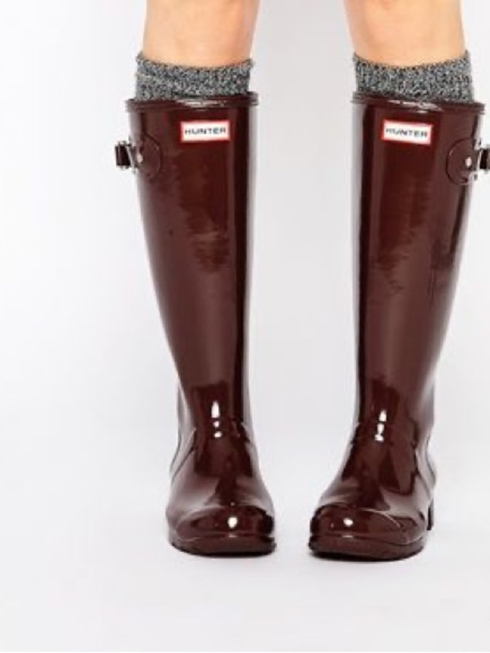 The Hunter Women's Original Gloss Tall Rain Boots in Brown Bolt - size 6